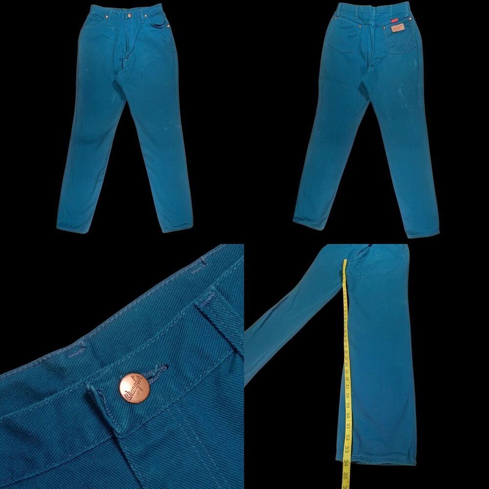 VTG 1991 Wrangler High-rise Cowboy Cut Jeans Dark Turquoise Womens (16x34) USA